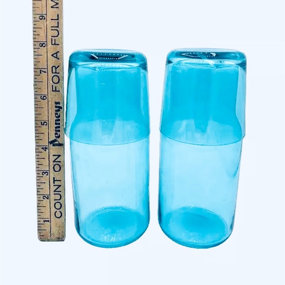 2 Jonathan Adler BIBA Tumble Up Water Bedside Carafe Set Blue Glass FabFitFun - Picture 12 of 13